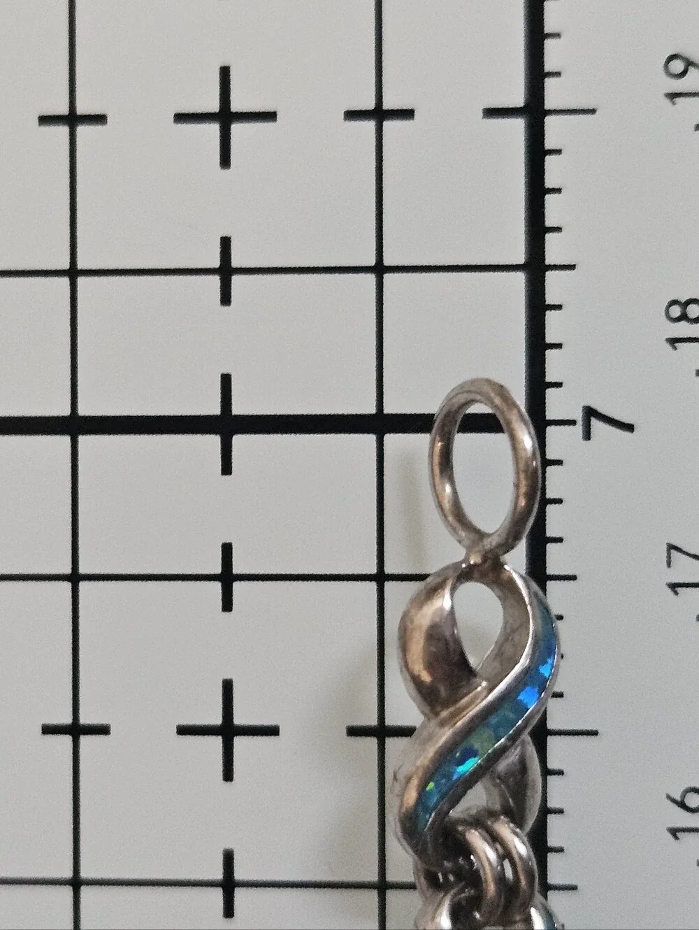 Fire Blue Opal Sterling Silver Infinity Link 925 Bracelet 7